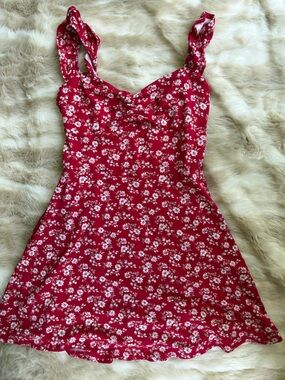 Hollister red floral mini dress